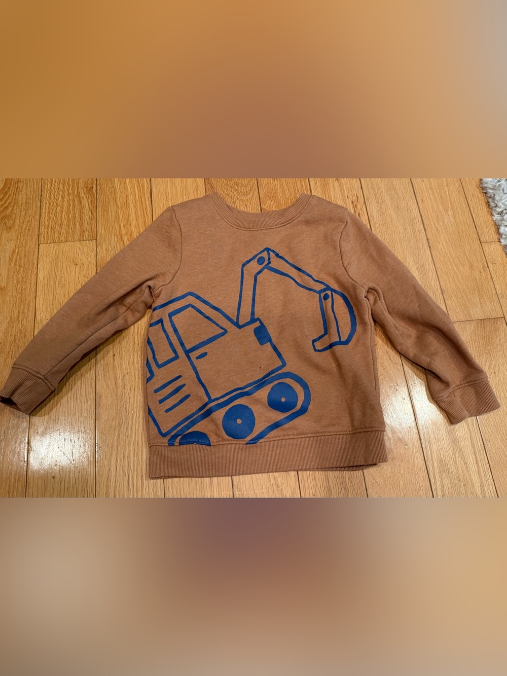 Cat & Jack Brown Sweatshirt with Blue Excavator Graphic Size 4T